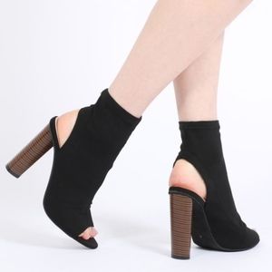 Public Desire Peeptoe Sock Fit Ankle Boots